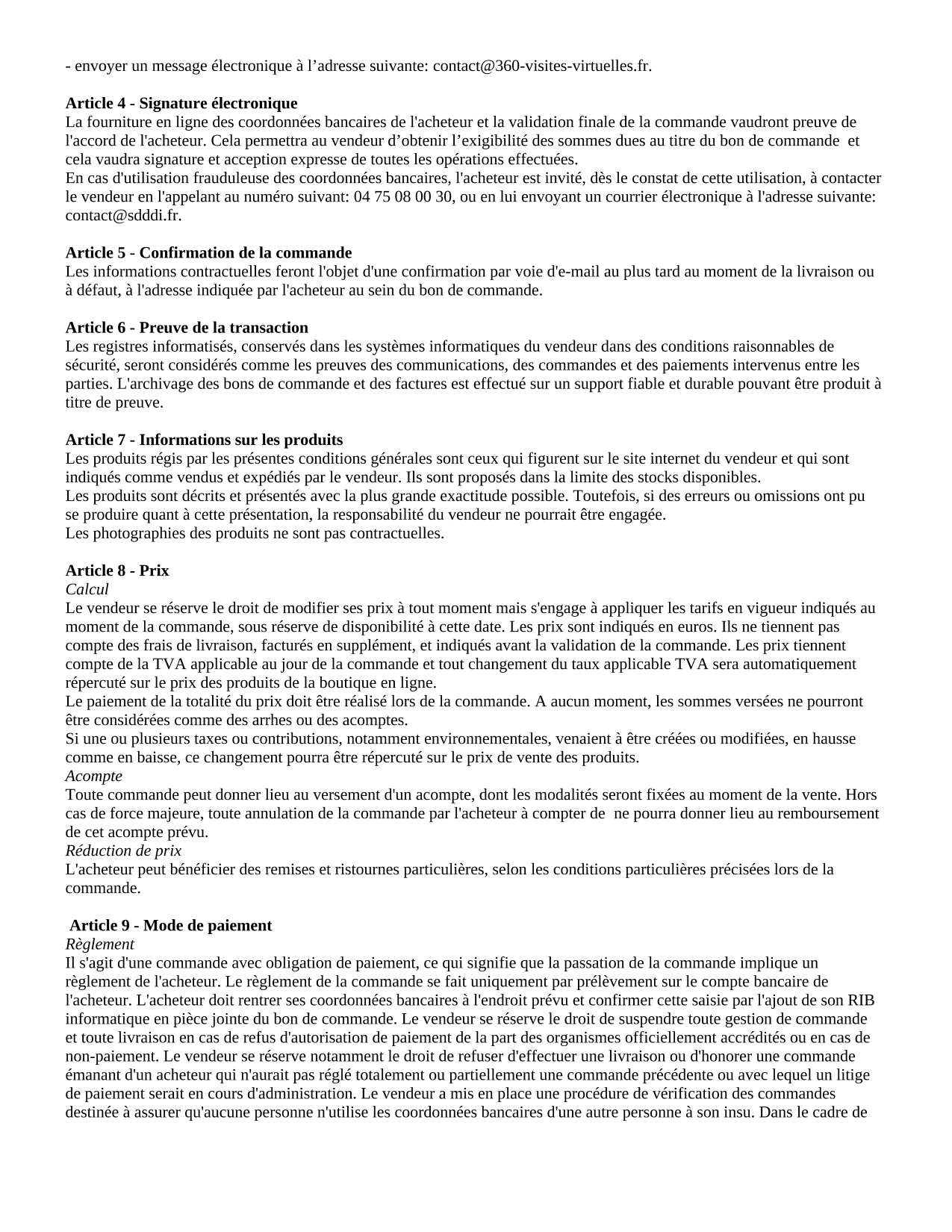 Conditions générales de ventes - page 2